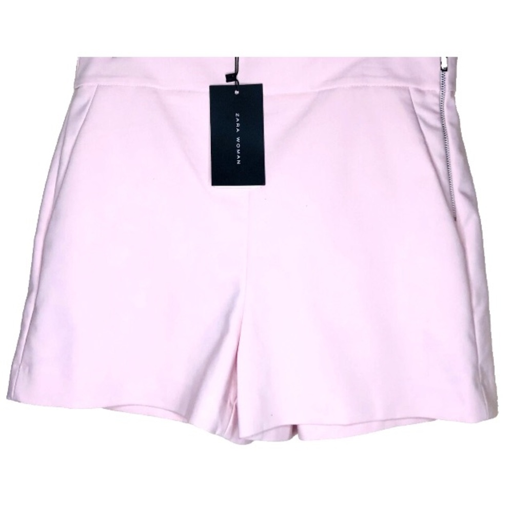 Zara Light Pink High-Waist Tailored Shorts